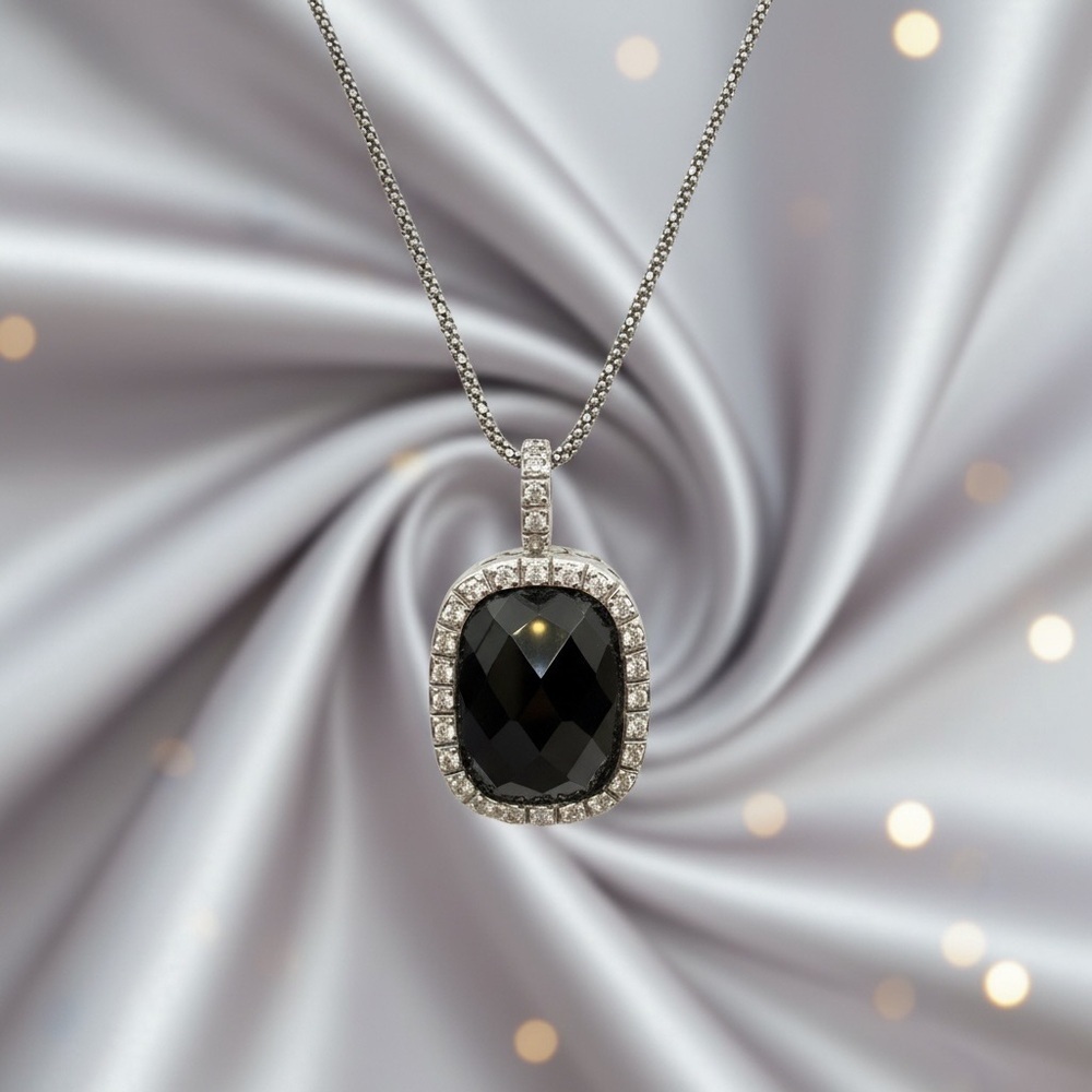 Esposito Diamonique Sterling silver Black Onxy Pendant Necklace​​​